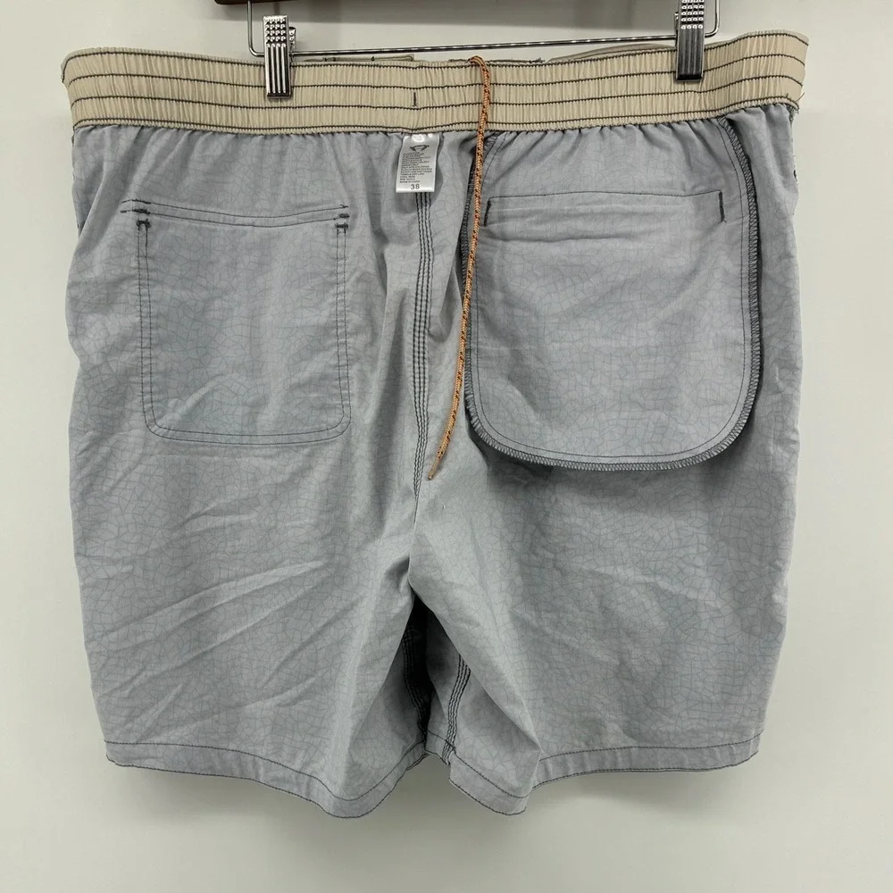 Howler‎ Brothers Mens Grey Geometric Board Shorts Swim Trunks Size 38 Drawstring